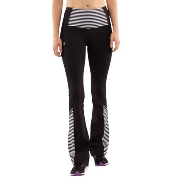 Lululemon Run: Ice Queen PantBlack / Classic Stripe Black White / Black size 4 - Picture 3 of 16